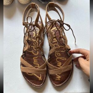 Sam Edelman Gemma Lace Up Tan Suede Gladiator Sandal 8